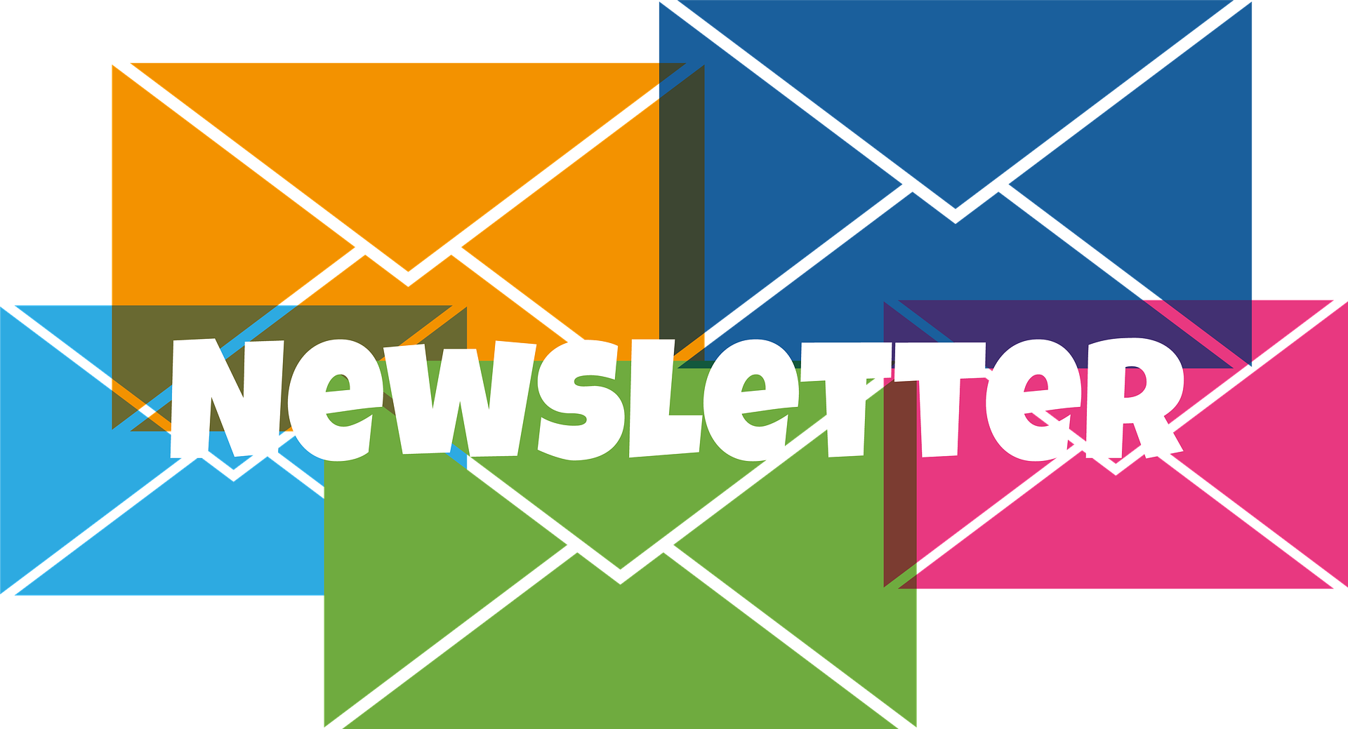 Colourful envelopes with the word newsletter over the top